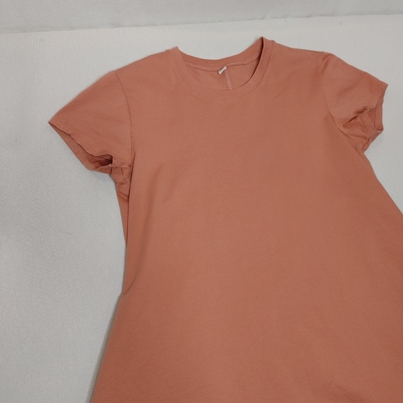 Uniqlo Crew Neck Tee Shirt Dress Cotton Short Sleeve‎ Pockets Trapeze Pink Small - Picture 4 of 8